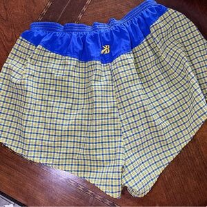 VINTAGE Brooks Blue and Yellow Checkered Women's Athletic Shorts